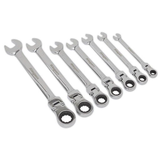Sealey Flexible Head Ratchet Combination Spanner Set 7pc Metric S01143 Siegen by Sealey - Dynamic Drive