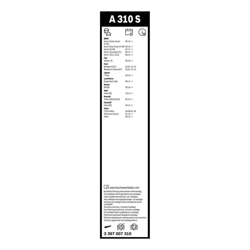 Bosch Aerotwin Wiper Blade Set 650mm + 475mm — A310S fits Alpina B5 2017-2020
