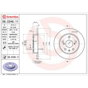 Brembo 2 x Solid Rear Brake Discs 08.C046.11-x2
