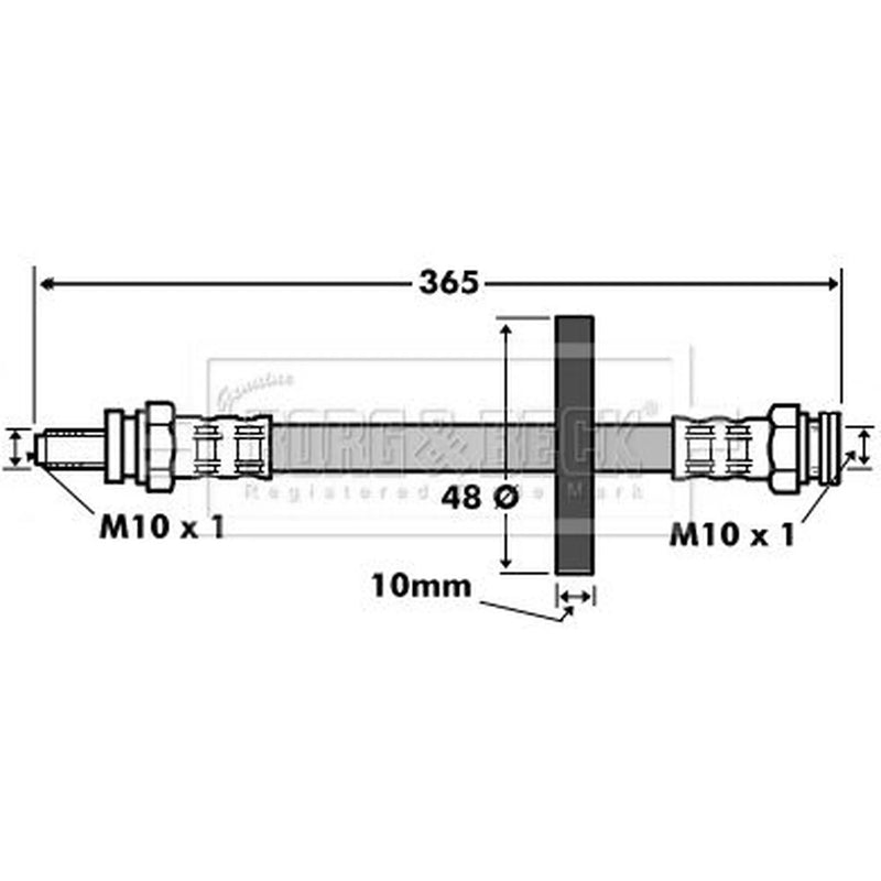 Borg & Beck Brake Hydraulic Hose Line Rear Right BBH7522
