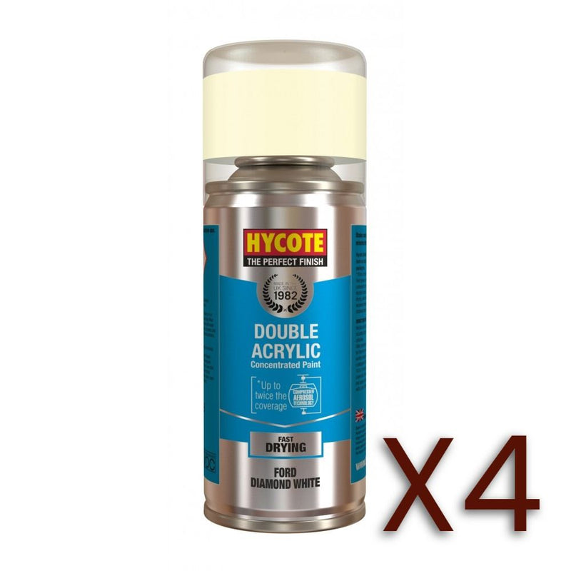 4x Hycote Aerosol Paint for Ford Diamond White 150ml Hycote  - Dynamic Drive