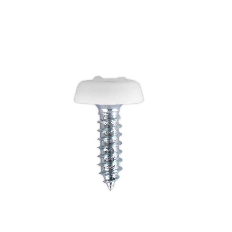 Sealey Number Plate Screw Plastic Head 4.8 x 18mm White Pack of 50 PTNP1 Sealey  - Dynamic Drive