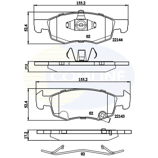 Comline 4 x Front Brake Pad Set fits Opel Corsa E 2014-2019 1.0 1.2 1.3 1.4