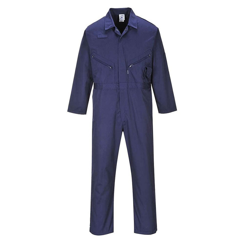 Portwest Polycotton Zip Coverall - Navy - Large (Tall) Portwest - Dynamic Drive