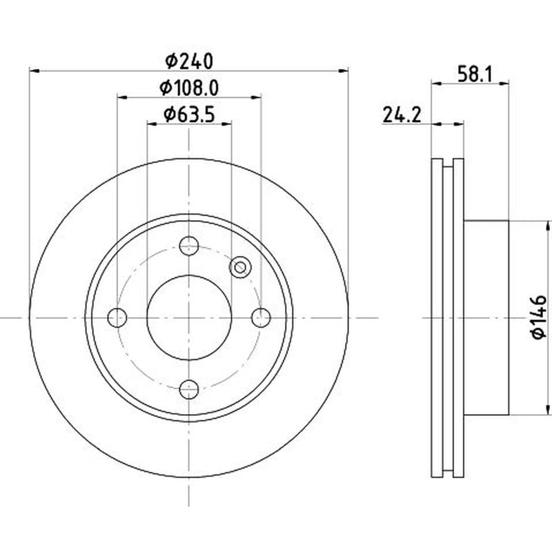 Mintex 2 x Vented Front Brake Discs MDC392-x2