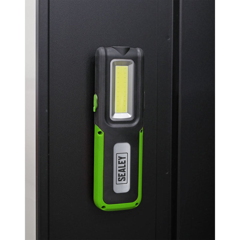 Sealey LED318 Rechargeable Inspection Lamp 5W COB + 3W LED + Power Bank Green Sealey  - Dynamic Drive