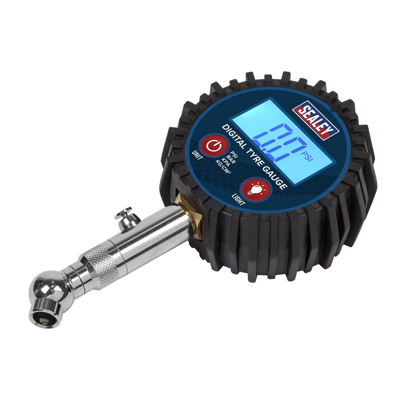 Sealey Digital Tyre Pressure Gauge with Swivel Head & Quick Release TST001 Sealey - Dynamic Drive