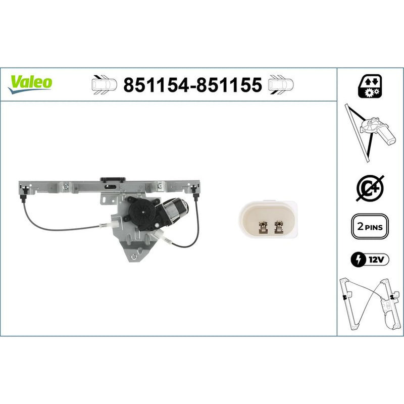 Valeo Electric Window Regulator Lifter Left Rear 851154