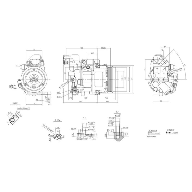 Hella Air Conditioning Compressor fits Mercedes-Benz Vaneo 2002-2005