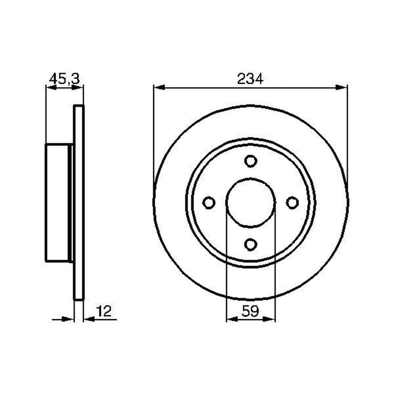 Bosch 2 x Solid Brake Discs fits Nissan Micra II 1992-2003 1.0 1.3 1.4