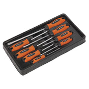 Sealey Premier 8pc Hi Vis Orange Screwdriver Set Flat Pozi Phillips HV003 Sealey  - Dynamic Drive
