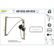 Valeo Electric Window Regulator Lifter Left Front 851532