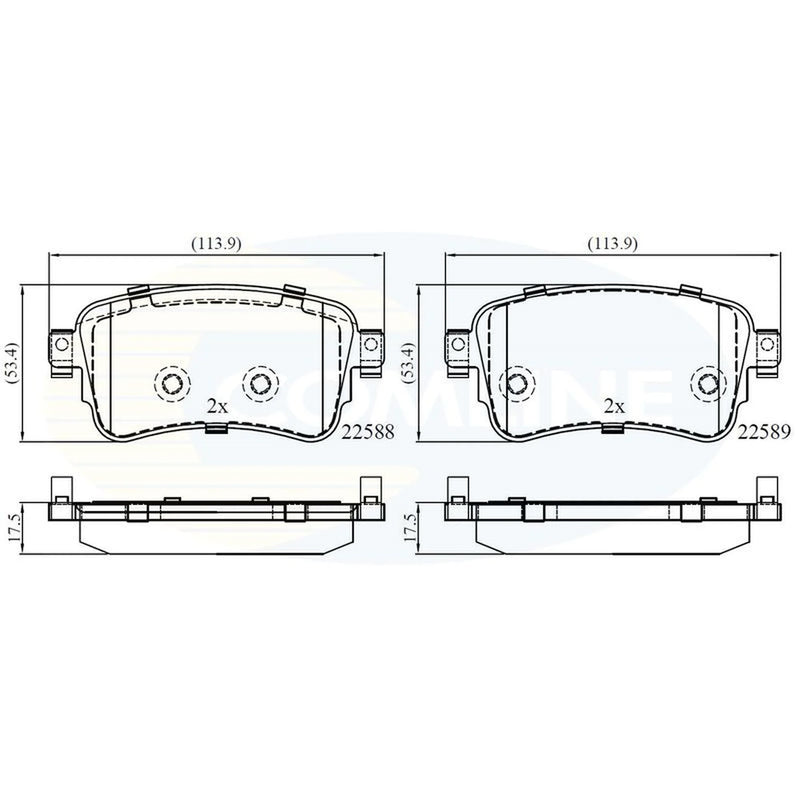 Comline 4 x Rear Brake Pad Set fits Citroën Dispatch III 2016-2025 1.5 1.6 2.0