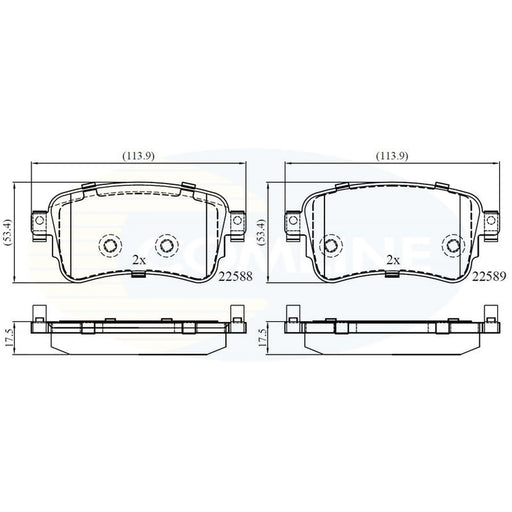Comline 4 x Rear Brake Pad Set fits Citroën Dispatch III 2016-2025 1.5 1.6 2.0