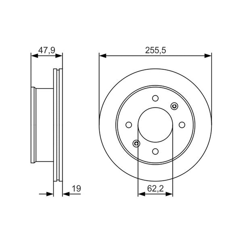 Bosch 2 x Vented Brake Discs fits Hyundai Getz 2002-2010 1.1 1.3 1.4 1.5 1.6