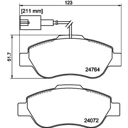 DON Front Brake Pad Set fits Fiat 500 2007 on 1.3