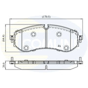Comline 4 x Rear Brake Pad Set fits VW Crafter 2016-2024 2.0