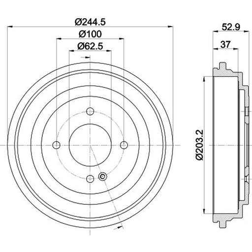 Mintex Brake Drum Assembly Rear fits Kia Picanto III 2017-2018 1.0 1.2