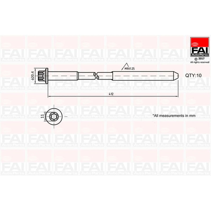 FAI Cylinder Head Bolt Set M9 x 1.25 fits Caterham 21 1994-2002 1.6 1.8