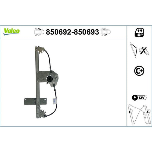 Valeo Electric Window Regulator Lifter Right Front 850693