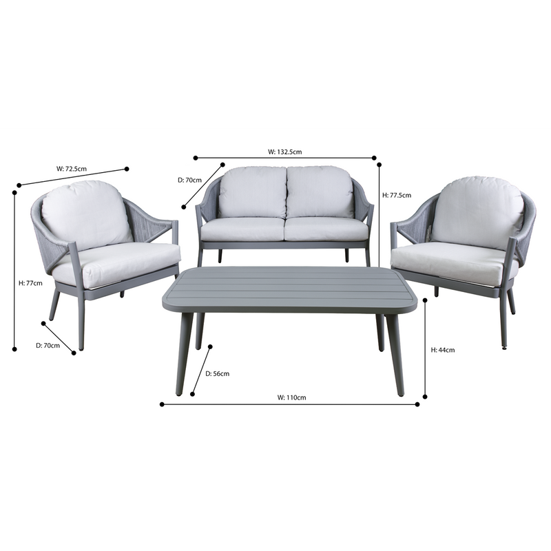 Dellonda Echo 4 Piece Garden Set Dellonda  - Dynamic Drive