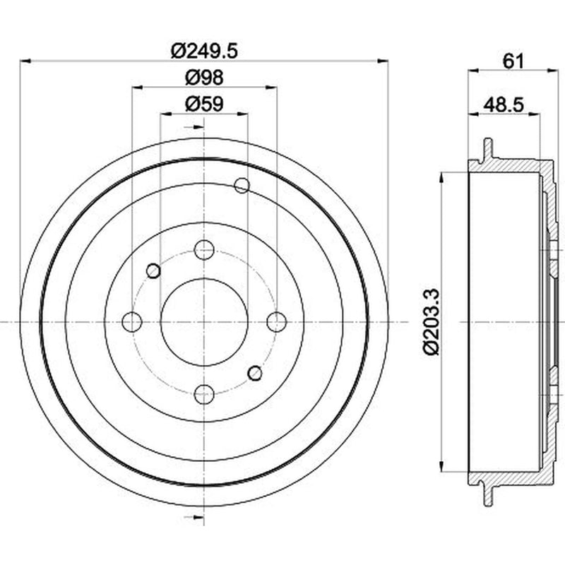 Mintex Brake Drum Assembly Rear fits Alfa Romeo 145 1994-2001 1.4 1.6 1.9