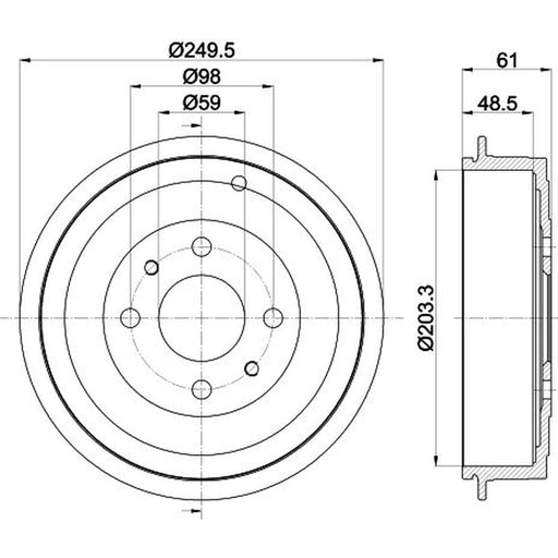Mintex Brake Drum Assembly Rear fits Alfa Romeo 145 1994-2001 1.4 1.6 1.9