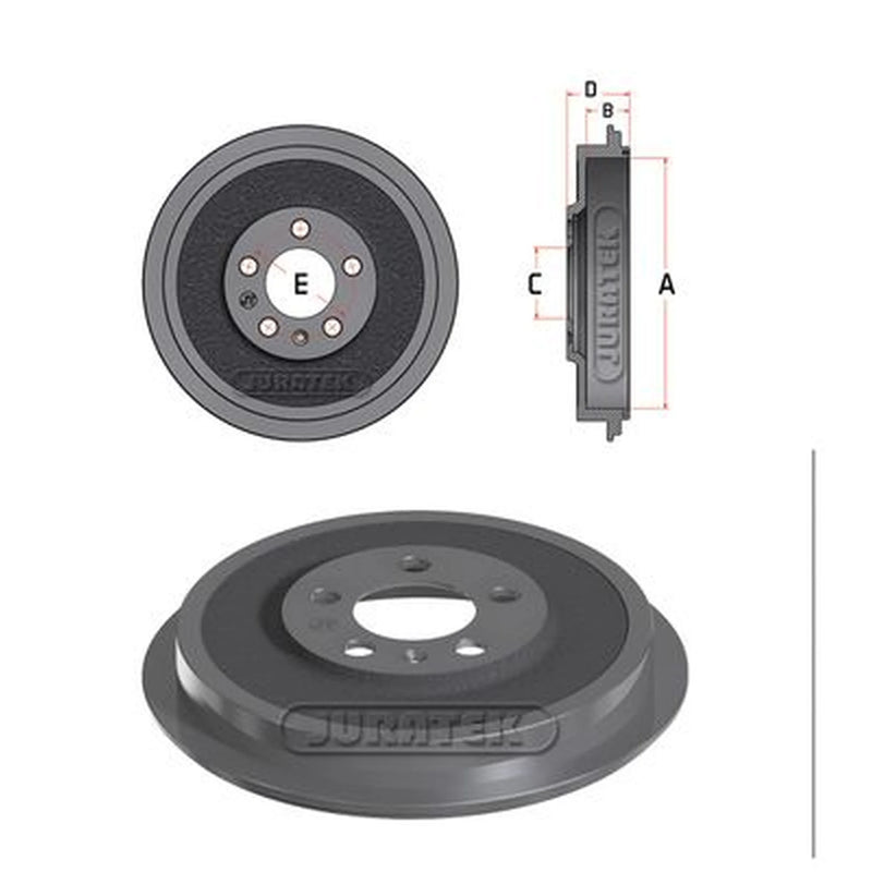 Juratek Brake Drum Assembly Rear fits Skoda Octavia I 1996-2010 1.4 1.6 1.9