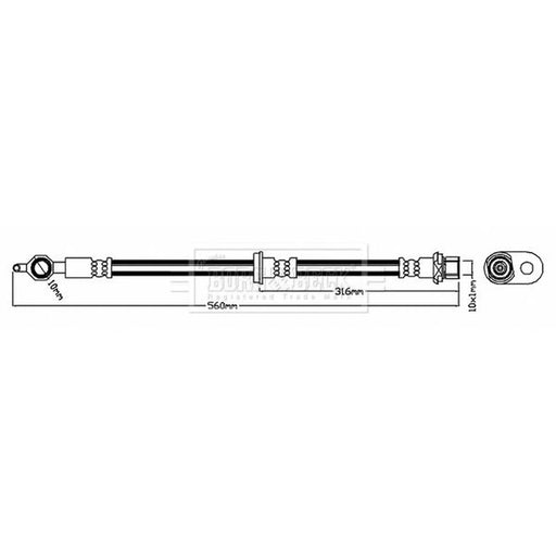 Borg & Beck Brake Hydraulic Hose Line Front Left BBH6862