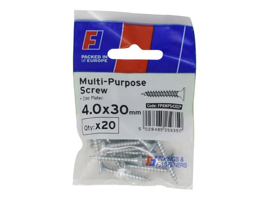 ForgeFix Multi-Purpose Pozi Screw CSK ST ZP 4.0 x 30mm ForgePack 20 ForgeFix - NN4 Online