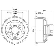 Mintex Brake Drum Assembly Rear fits Kia K2500 Platform/Chassis 2003 on 2.5
