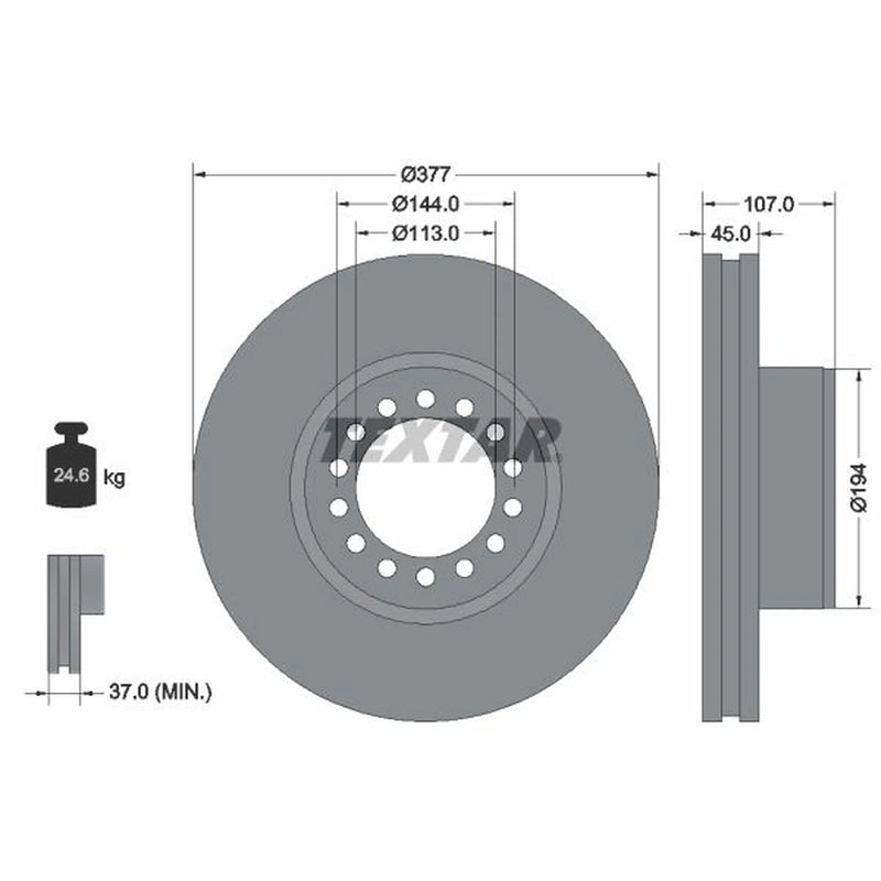 Textar 2 x Internally Vented Brake Discs 93175200