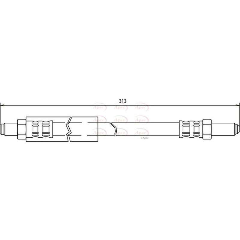 Apec Brake Hydraulic Hose Line Front fits Ford Fiesta 1976-1983 0.9 1.1 1.3 1.6