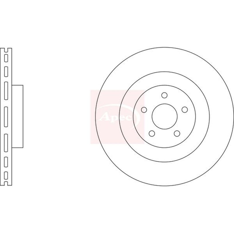 Apec 2 x Vented Brake Discs fits Ford Focus III 2015-2018 2.3