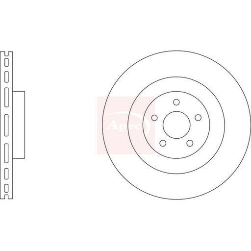 Apec 2 x Vented Brake Discs fits Ford Focus III 2015-2018 2.3