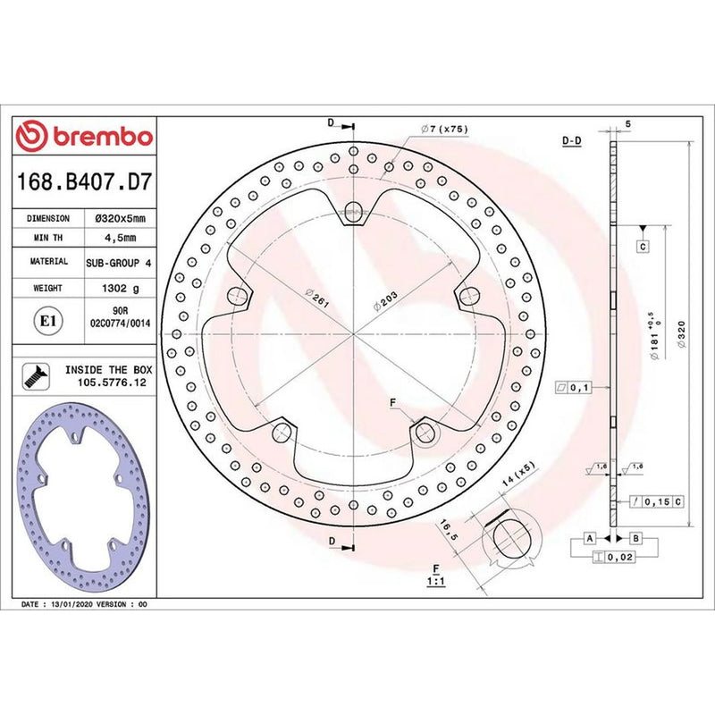 Brembo Front Rigid Brake Disc & Rear Rigid Brake Disc Brake Discs fits BMW R 850