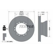 Textar 2 x Internally Vented Brake Discs 93187800