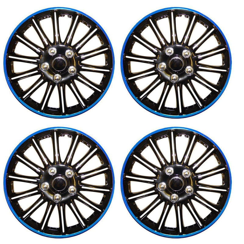 Streetwize 4 X SWUX74 LIGHTNING 14" BLACK GLOSS WITH BLUE COLOUR RING WHEEL