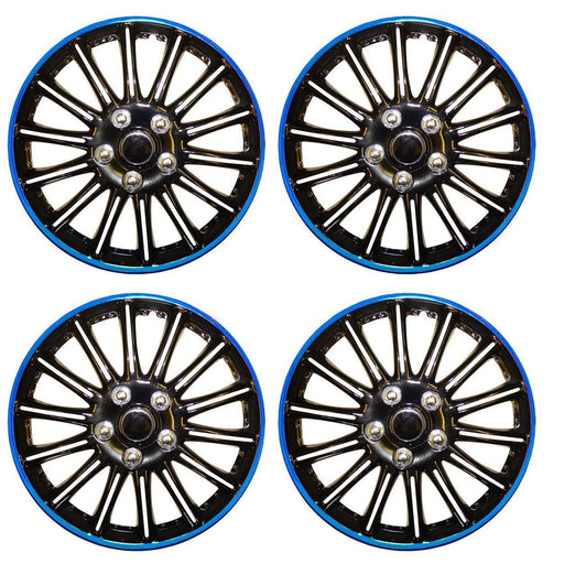 Streetwize 4 X SWUX74 LIGHTNING 14" BLACK GLOSS WITH BLUE COLOUR RING WHEEL