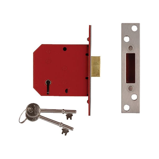 Union 2101 5 Lever Mortice Deadlock Satin Brass Finish 77.5mm 3in Visi UNION - Dynamic Drive