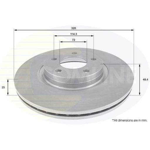 Comline 2 x Internally Vented Brake Discs fits Mazda 3 2006-2014 2.3