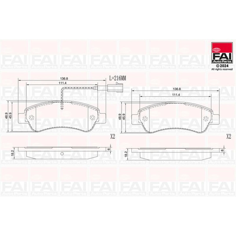 FAI Rear Brake Pad Set fits Citroën Relay III 2011 on 2.2 3.0