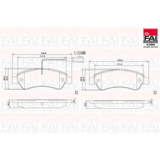 FAI Rear Brake Pad Set fits Citroën Relay III 2011 on 2.2 3.0