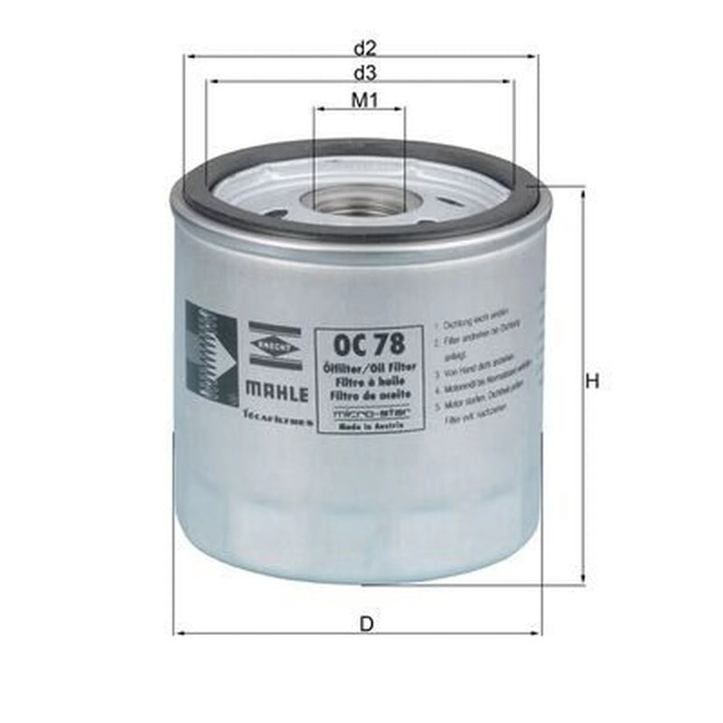 Mahle Engine Oil Filter OC 78