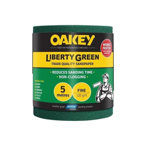 Oakey Liberty Green Sanding Roll 115mm x 5m Fine 120G Oakey - NN4 Online