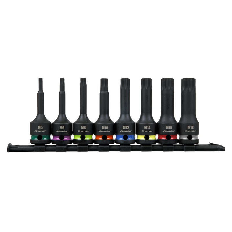 Sealey Premier Premier Spline Impact Socket Bit Set 1/2"Sq Drive 8pc AK56004 Sealey Premier - Dynamic Drive