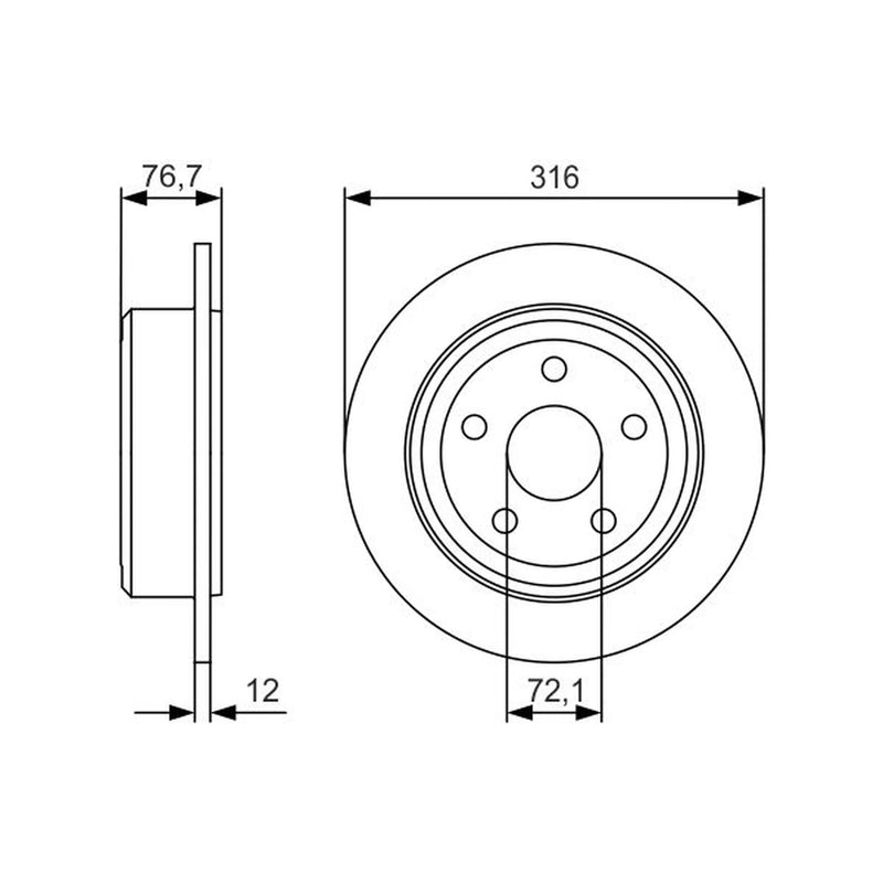 Bosch Rear Brake Solid Discs & Pads fits Jeep Wrangler III 2007-2011 2.8 3.6 3.8