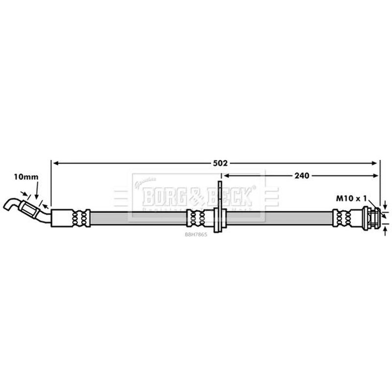 Borg & Beck Brake Hydraulic Hose Line Front Right BBH7865