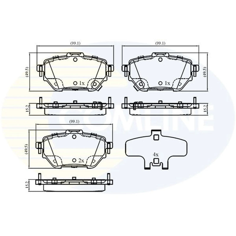 Comline 4 x Rear Brake Pad Set fits Toyota Corolla 2019 on 1.6
