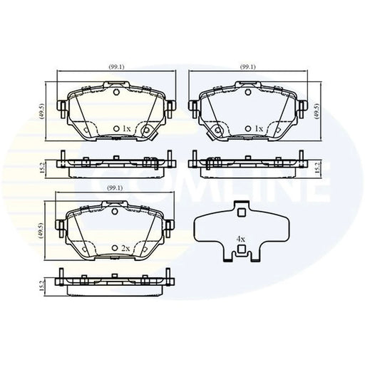 Comline 4 x Rear Brake Pad Set fits Toyota Corolla 2019 on 1.6